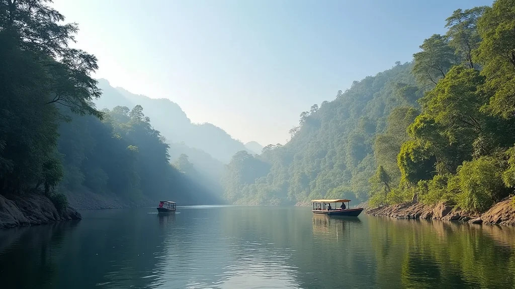The image shows a stunning natural landscape, a top tourist place in Bangladesh.