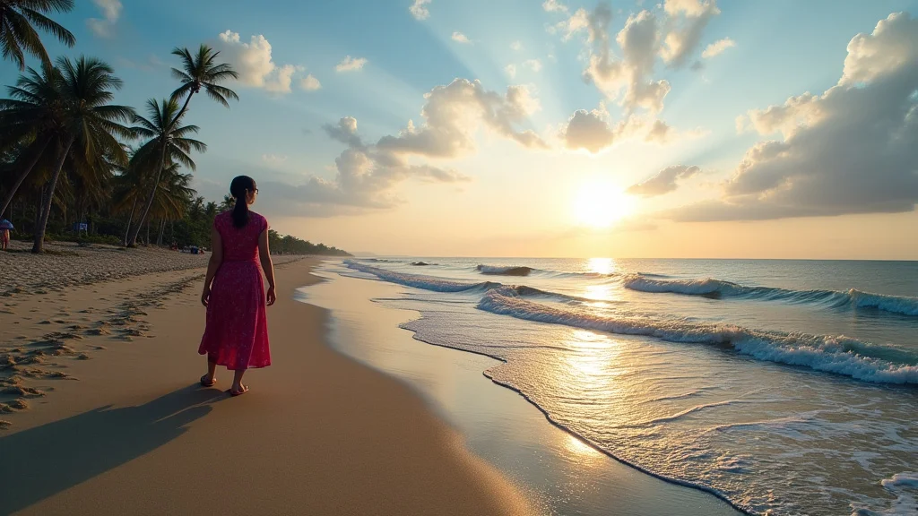 The image shows a serene beach at Cox's Bazar, hinting at vacation accommodation options for a simple guide.